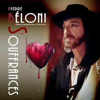 Pochette de l'album « Souffrances » avec Pierre Béloni et un cœur ensanglanté